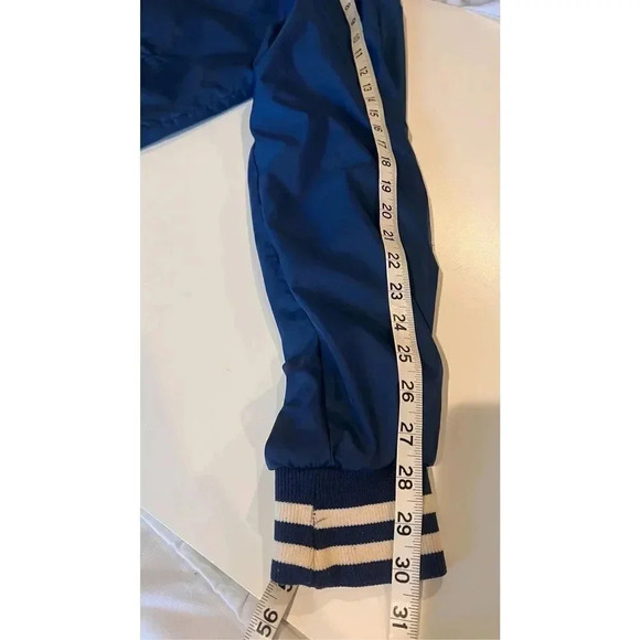 Vintage Trax Men’s Medium Blue White Button Down Varsity Bomber Jacket Quilted - Picture 9 of 11